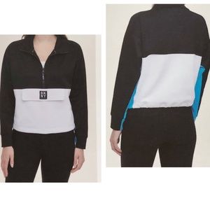 DKNY Sport Half Zip Pullover White/Black NWT